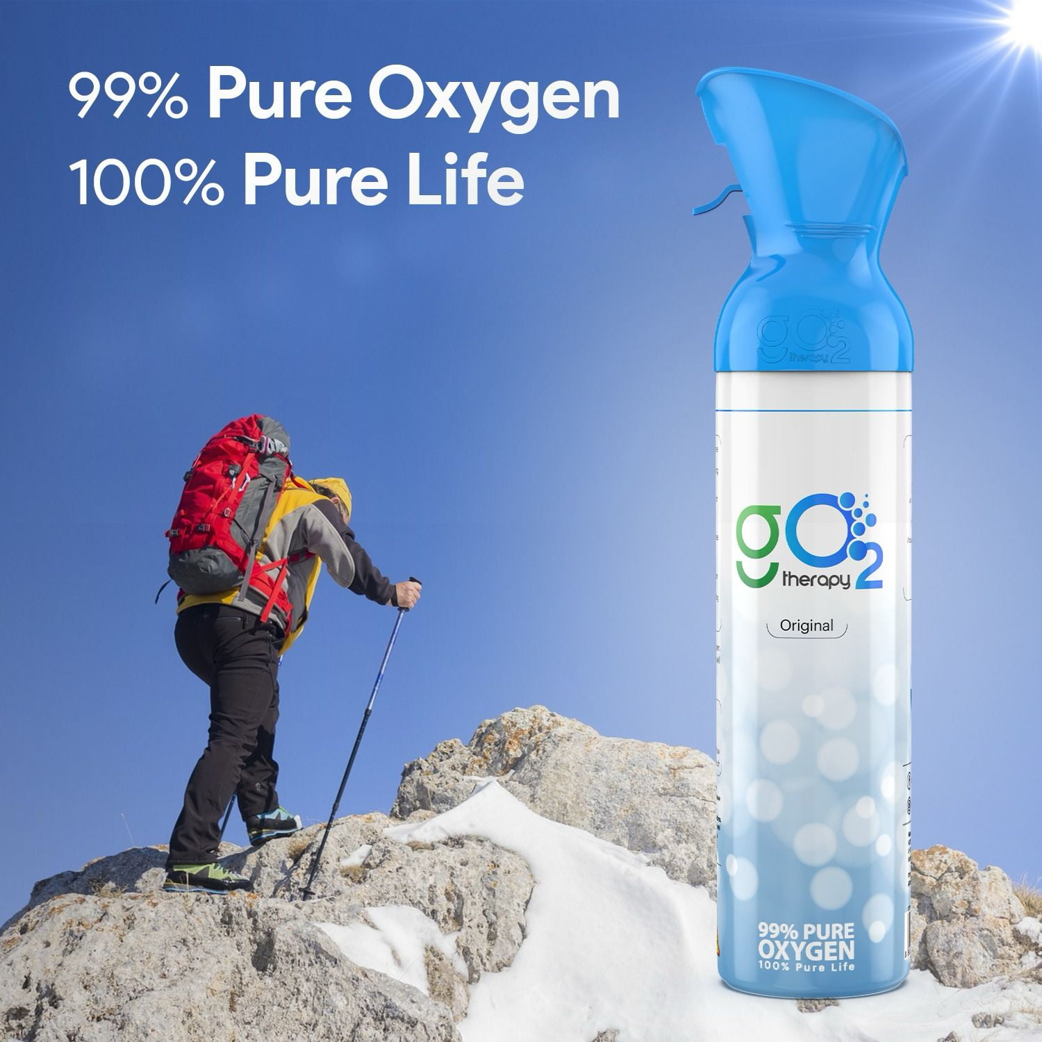 gO2Therapy Up to 450 Inhalations, 12L| Portable Oxygen Canister with 4 Fragrances