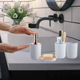 thumbnail image 4 of iMucci 8 Pieces Gray Bathroom Accessories Sets - Trash Can with Swing Lid, Soap Dispenser, Self Draining Soap Dish, Toilet Brush with Holder, Toothbrush Holder, Mouthwash Cup, Qtip Holder Dispensers, 4 of 8