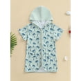 thumbnail image 4 of BemeyourBBs Toddler Baby Girls Boys Swim Cover Up Swimwear Kids Swimsuit Coverup Zip-Up Beach Bathing Suit Robe Short Sleeve Hooded Coverups Beachwear, 4 of 9