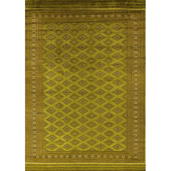 Ahgly Company Machine Washable Indoor Rectangle Oriental Yellow Industrial Area Rugs, 8' x 12'