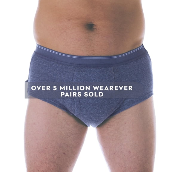 Wearever Men's Open Fly Washable Reusable Incontinence Protective Underwear Briefs