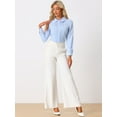 thumbnail image 3 of DARING DIVA Women's Peter Pan Collar Puff Sleeve Work Blouse XS Light Blue, 3 of 6