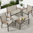 thumbnail image 3 of Best Choice Products 4-Piece Outdoor Textilene Patio Conversation Furniture Set w/ Loveseat, Table - Brown/Tan, 3 of 10