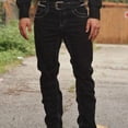 thumbnail image 5 of Reppunk Men's Black Contrast Stitch Bootcut Western Jeans, Classic Mid Rise Stretch Denim Pants for Business Casual Daily Work Wear, 5 of 6