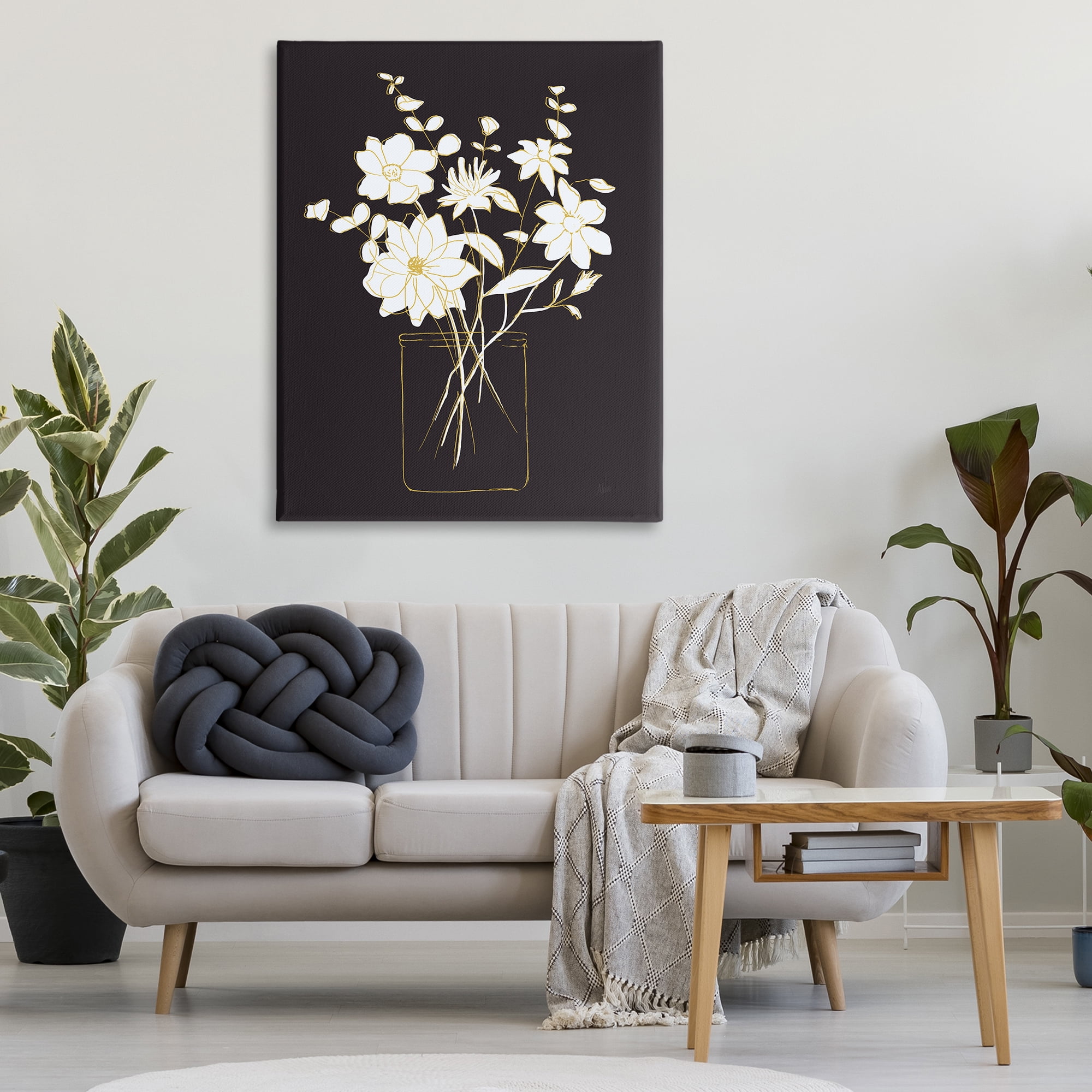 Stupell Industries Classy Jar of Flowers Botanical & Floral Painting Gallery Wrapped Canvas Art Print Wall Art, 36 x 48