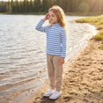 thumbnail image 5 of Girls Striped Turtleneck Shirt Kids Long Sleeve Mock Neck Layering Tee Fall Winter School Casual Top, 5 of 6