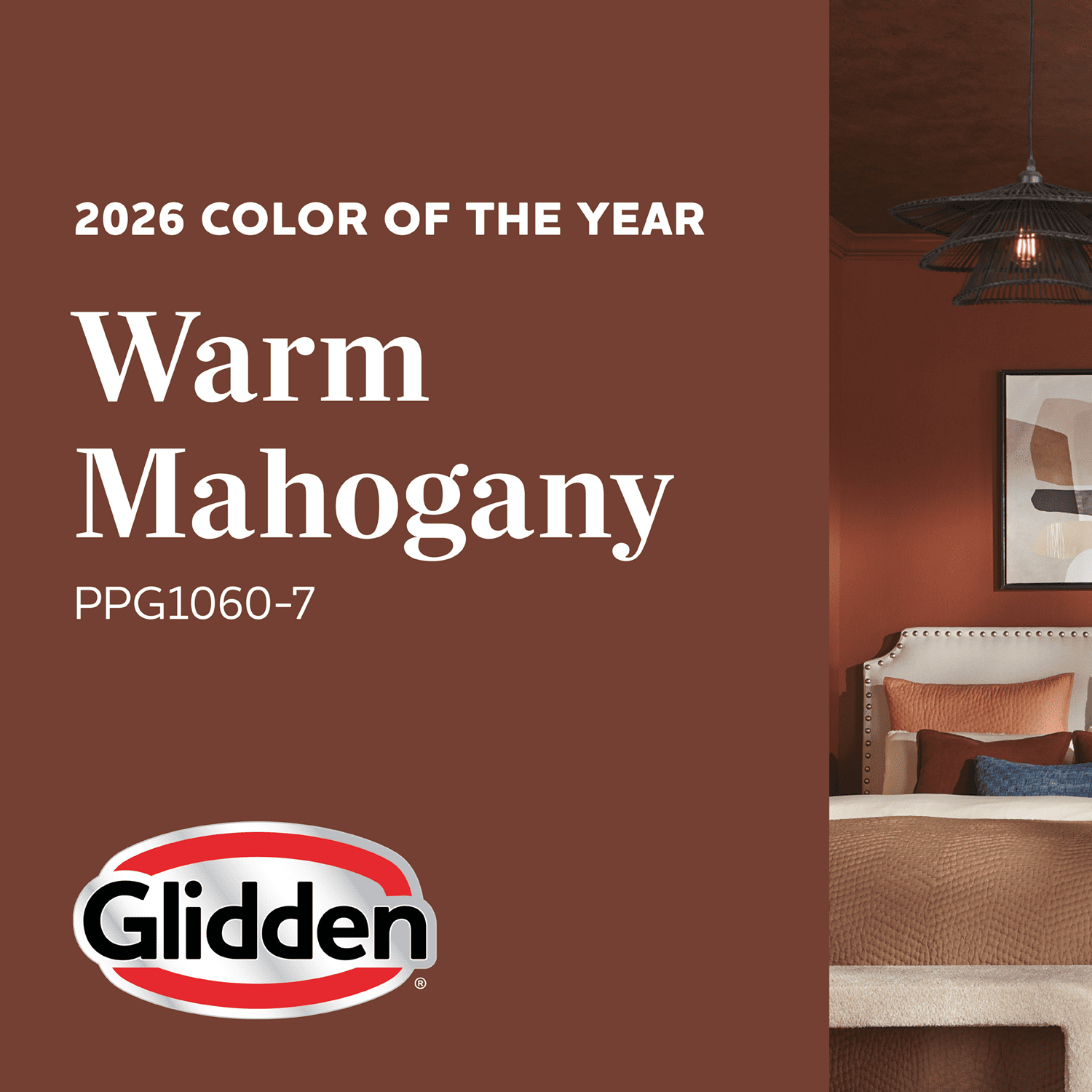 Glidden One Coat Warm Mahogany / Red Flat Interior Paint with Primer, 1 Gallon