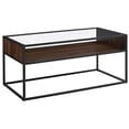 thumbnail image 1 of Walker Edison Jersey Urban Box Frame Glass Top Coffee Table - Dark Walnut, 1 of 2