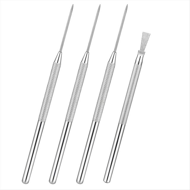 Herramientas de Arcilla, 4 Piezas Herramientas de Detalle de Cerámica para Esculpir Arcilla Herramientas de Textura de Alambre de Plumas Kit de Modelado de Tallado de Arcilla