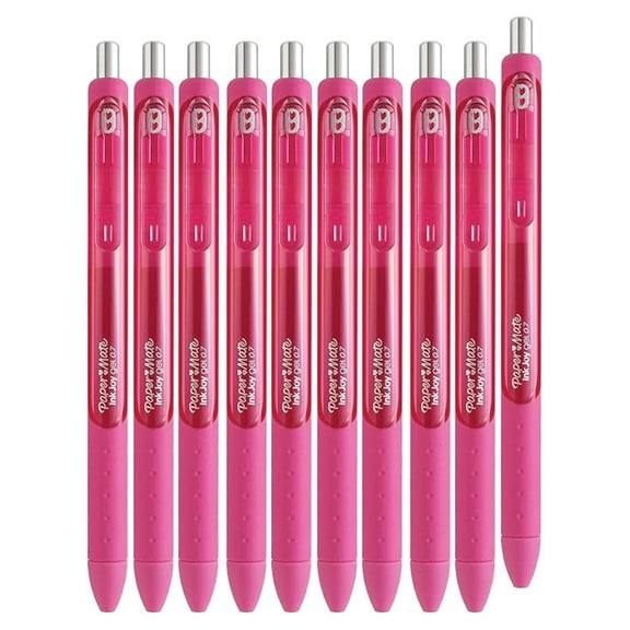 Inkjoy Gel Retractable Gel Pens, Pack of 10 (Pink, Medium Point)