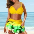 thumbnail image 2 of Puntoco Womens swimsuits clearance, 2 Piece Hawaiian Tropical Print Swim Cami Bra and Ruffles Skirts Yellow, 2 of 7