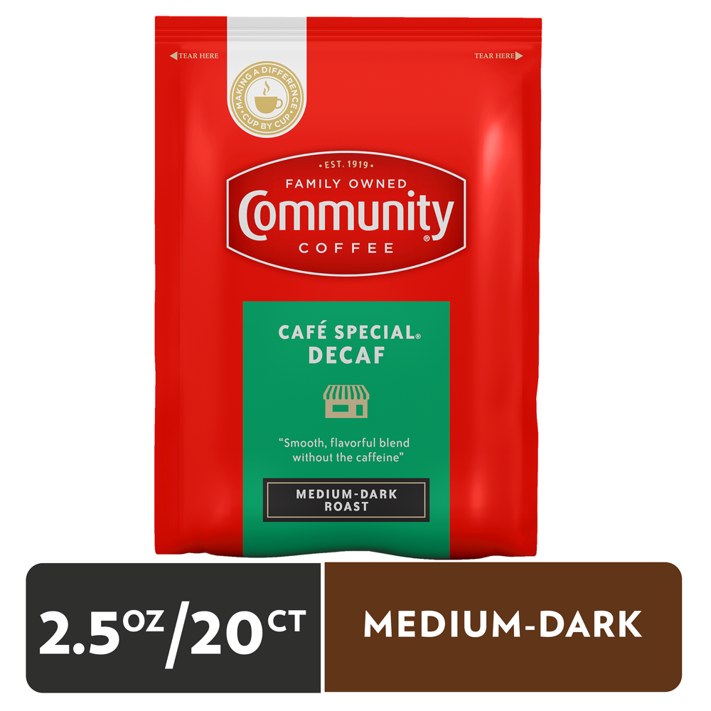 Community Coffee Premium Ground Café Special Decaffeinated MediumDark Roast Coffee, 2.5 oz 20