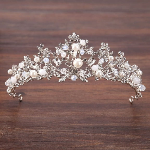 Royal Crown Rhinestone Tiaras and Crowns Pearl Wedding Hair Jewelry Head Pieces for Women Fashion