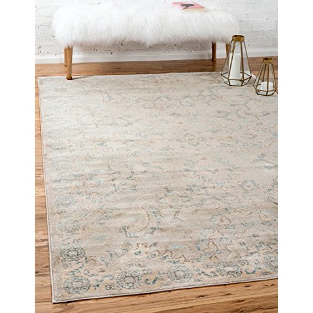 Unique Loom Paris Collection Pastel Tones Traditional Distressed Gray Area Rug (7' 0 x 10' 0)