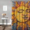 thumbnail image 2 of Orinice Sun Faces Stars Bathroom Decor Set Polyester Fabric Shower Curtain with Hooks 60x72, 2 of 7