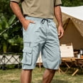 thumbnail image 2 of Resicozy Mens Cargo Shorts Lightweight Elastic Waist Knee Length Bermuda Shorts with Pockets Summer Short Cargo Pants Silver L, 2 of 7