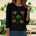 thumbnail image 7 of felwors St Patty's Day Shirt Women 2025 Casual Plus Size 3/4 Sleeve Irish Clover Shirts Funny Saint Patrick's Tunic Tops (Black, S), 7 of 7