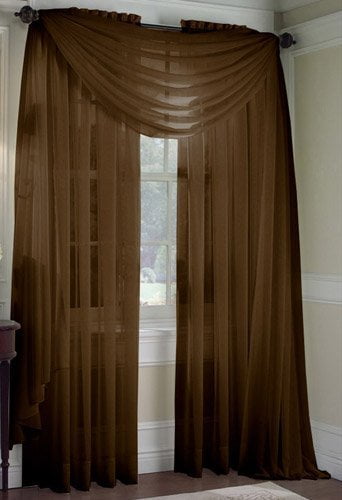 Luxurydiscounts Beautiful Elegant Solid Chocolate Brown Sheer