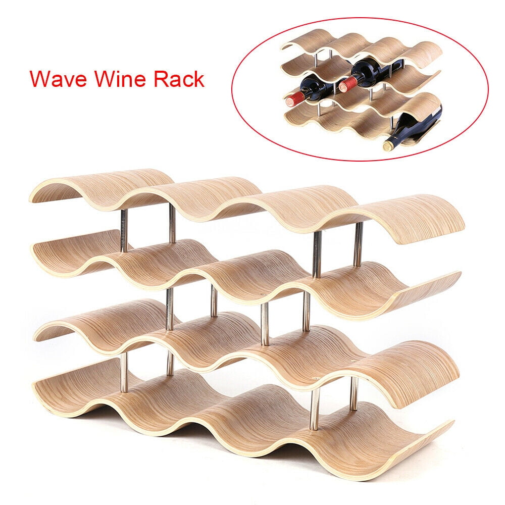 Flkoendmall 4 Layer 14 Bottle Countertop Wavy Wine Rack Storage Holder Home Decor