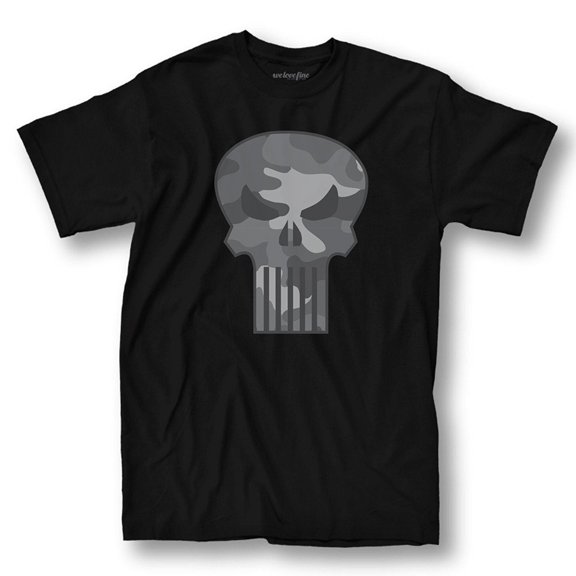 The Punisher Camo Logo Adult Black T-Shirt