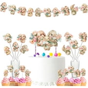 Easter Bunny Baby Shower and Birthday Party Supplies Set - Banner, Centerpieces, Cuake Toppers, Cake Topper