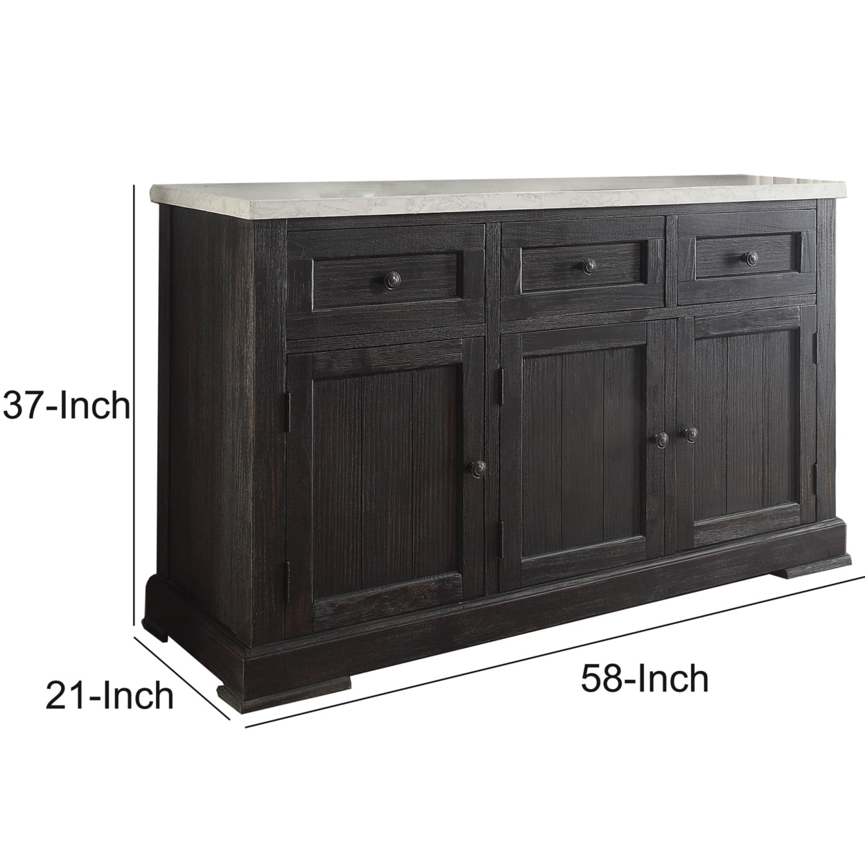 ACME Nolan Server in White Marble and Salvage Dark Oak - Walmart.com