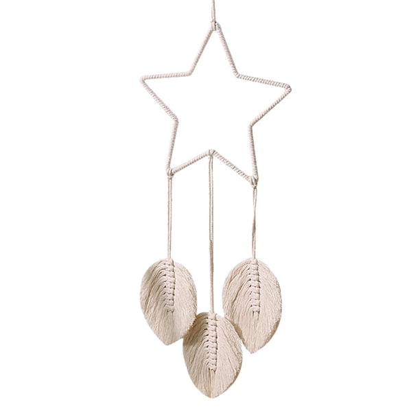 Tapiz de macramé bohemio para colgar en la pared, adorno de pared con borlas, rústico, hecho a mano para Estrella