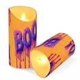 thumbnail image 3 of Purple Boo with Slime Halloween Flickering Flameless Candles with Remote Timer Battery Operated LED Tealight Set of 2 M, 3 of 8