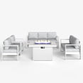 thumbnail image 2 of LayinSun 5 Piece Hight Back Aluminum Outdoor Furniture Set with Fire Pit Table, Modern Patio Conversation Sets, 2 of 7