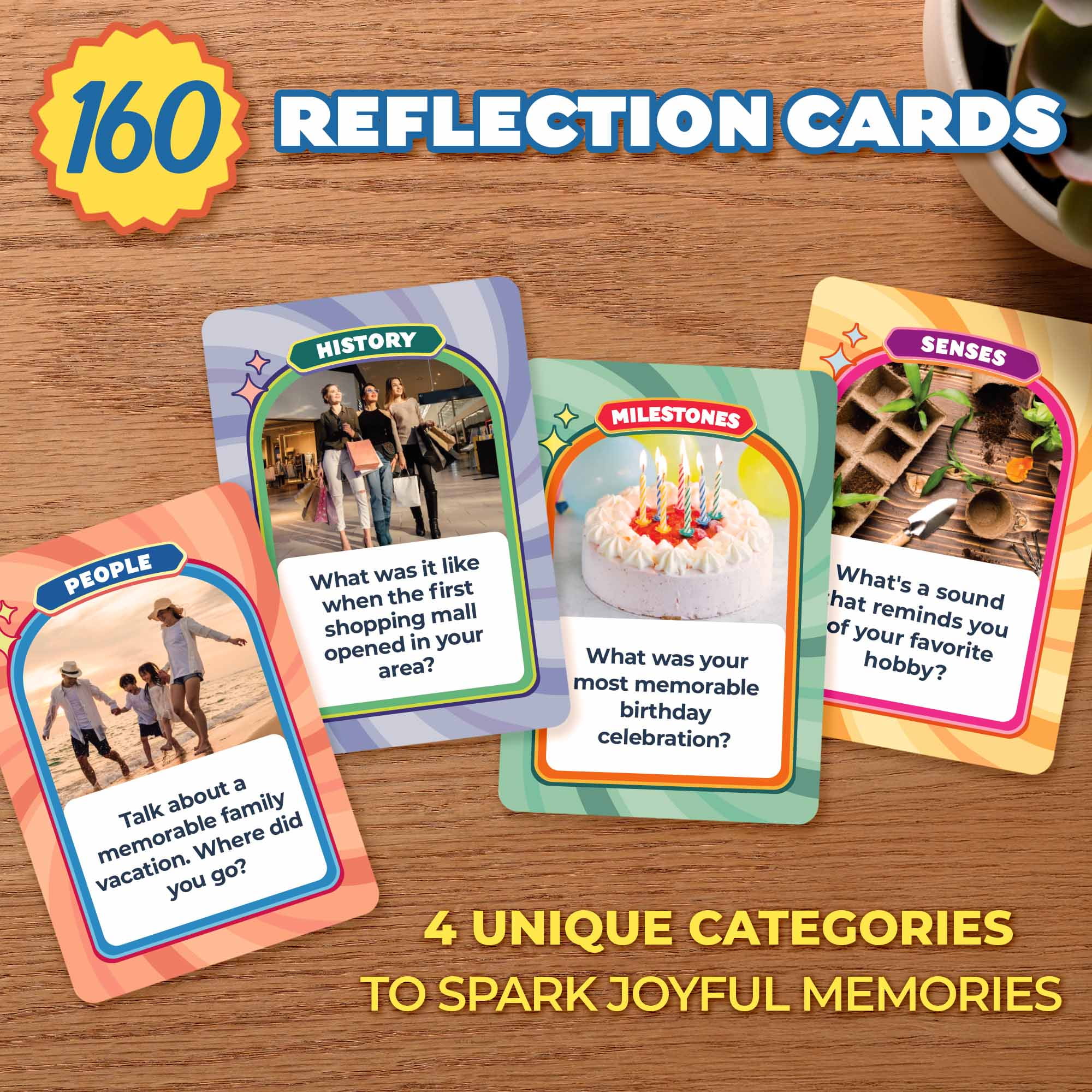 ThinkPsych Golden Memories - Memory Card Game for Seniors - 160 Conversation Starters for Adults