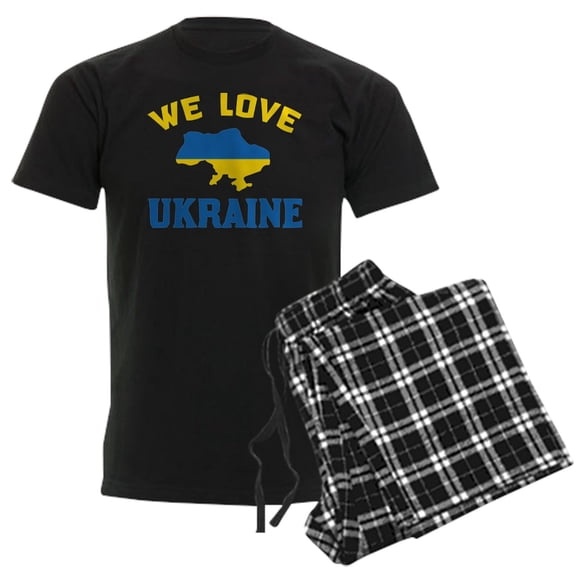 CafePress - We Love Ukraine Pajamas - Men's Dark Loose Fit Cotton Pajama Set