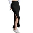 thumbnail image 4 of INSPIRE CHIC Knit Midi Skirt for Women's Slit Bodycon Hight Waist Skirt, 4 of 5