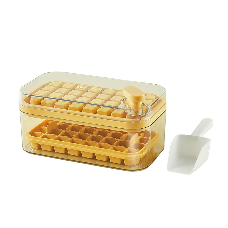 One-Button Press Ice Mold Box - Plastic Ice Cube Maker with