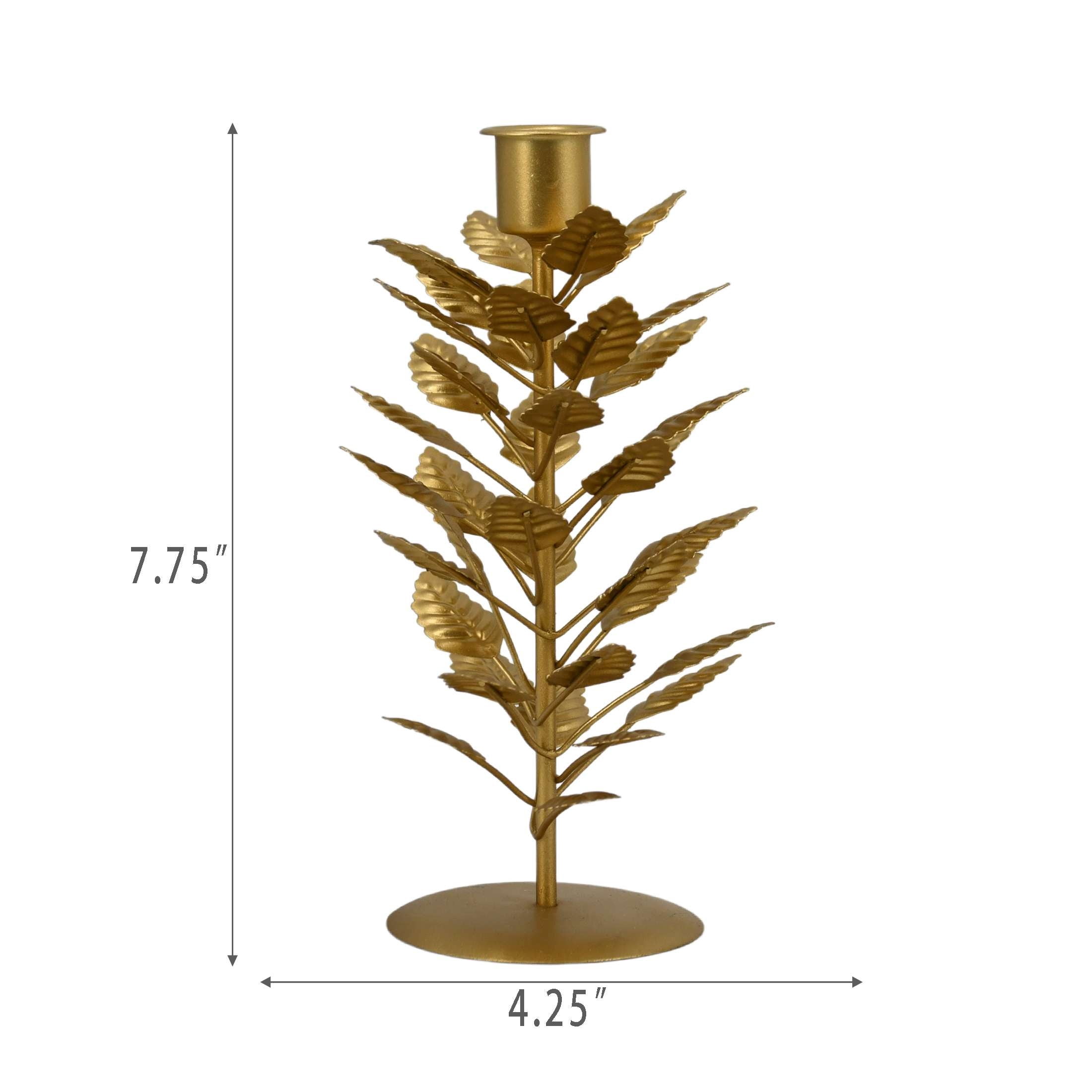 Medium Gold Leaf Metal Christmas Taper Candle Holder, 8", by Holiday Time