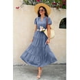 thumbnail image 4 of NAYTOAO Womens Midi Dress Summer Casual A Line Maxi Shirt Dresses Spring Short Sleeve Button Front V Neck Pockets Work Dress, 4 of 8
