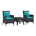 thumbnail image 2 of Modway Convene Ensemble de 3 Pcs Mobilier de Patio Extérieur, Foyer en Espresso Turquoise, 2 of 9
