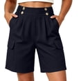 thumbnail image 2 of MLCDZ Women's Lightweight Hiking Cargo Shorts Elastic Waist Wide Leg Loose Fit Shorts Multiple Pockets Running Athletic Camping Travel Golf Short Pants, 2 of 10