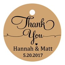 100 PCS Personalized Thank You Hang Tags Custom Wedding Favors Round Gift Paper Tags