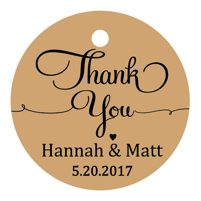 100 Pcs Papier Cadeau Rond Personnalisé Merci à Suspendre Tags Cadeaux de Mariage Personnalisés Tags