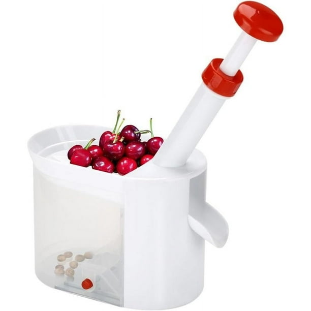 Deshuesador de cerezas con recipiente receptor de piedras, herramienta de eliminación de semillas de cerezas de plástico, herramienta de eliminación de semillas de uvas reutilizables