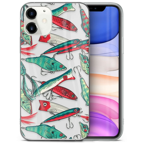 Case Yard iPhone-11 Case Clear Soft & Flexible TPU Ultra Low Profile Slim Fit Thin Shockproof Transparent Bumper Protective Cover Drop Protective Cell Phone Cases (Fishing Bait)