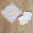thumbnail image 3 of Techinal 25x25cm Women Plain White Square Handkerchiefs Crochet Peach Heart Scalloped Lace Trim Bridal Wedding DIY Cotton Napkin Hankies, 3 of 7