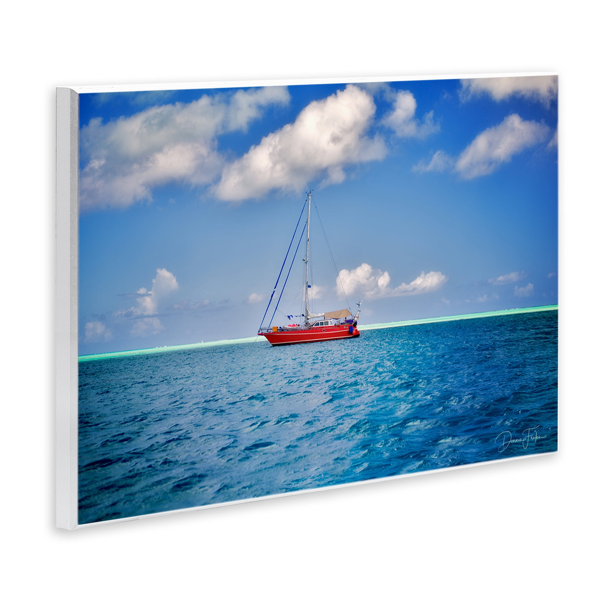 Stupell Industries Ship & Cloudy Sea Nautical & Beach Photography Unframed Art Print Wall Art, 19 x 13