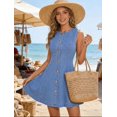 thumbnail image 4 of Women Denim Dresses Jean Sleeveless Button Down Mini Tank Casual Babydoll Dresses, 4 of 6