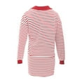 thumbnail image 6 of Arlun Womens Striped 2 Piece Outfits Casual Sweatshirt Skirt Set V-Neck Long Sleeve and Stretch Short Skirts Loose Fit Soft Comfy Workout Matching Loungewear Sets 2-Red XL, 6 of 6