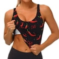 thumbnail image 3 of Daiia Red Hot Chili Printed Women's Sports Bra, Breathable Activewear Bra with U-Back Design and Removable Pads, Comfortable and Supportive for Yoga, Workout-X-Large, 3 of 8