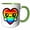 Green/White, variant on 3drose, Cute Kawaii Rainbow Heart, 11oz Magic Transforming Mug