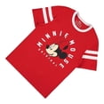 thumbnail image 7 of Disney Women's Minnie Mouse Shirt, Graphic Varsity Athletic Stripe Sleeve T-shirt Red -L, 7 of 7