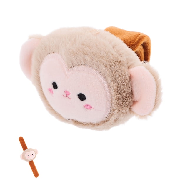 WORGEOUS Pulseras de bofetadas de animales Muñequeras de mono de peluche para niños Bandas de bofetadas rellenas para niños Niñas Cumpleaños Tema de animales Suministros para fiestas Cestas de relleno