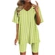 thumbnail image 1 of Blusas para las Mujeres Casual Impreso Cuello en V Manga Corta Blusa Pantalones Cortos, Conjuntos de Ropa para las Mujeres, 1 of 5